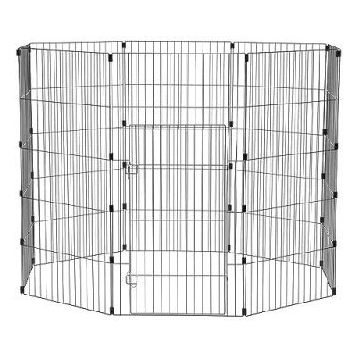 Abbildung von Iris Ohyama, Laufstall, Freilaufgehege, Hundehütte, Hundezwinger, Käfig für Hunde, Katzen, Kaninchen, 1.7 m², 8 Panels /B60 x H121 cm, WPC 48, Schwarz