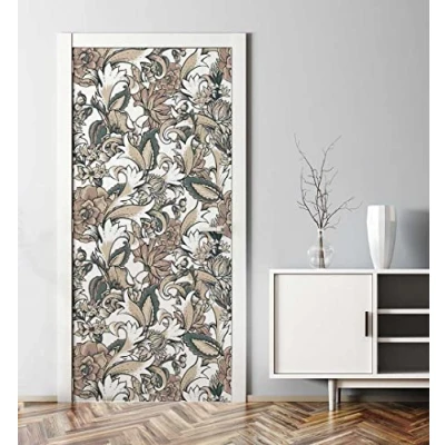 Abbildung von MyMaxxi Tür bekleben mit Türtapete Selbstklebend 90x200 Vintage Tapete verschönern Türfolie Türaufkleber XXL Aufkleber Folie Türposter Türklebefolie Blumen Pflanzen grün
