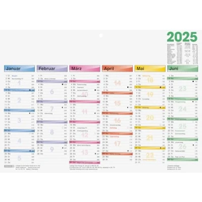 Abbildung von BRUNNEN Tafelkalender DATAline (2025), 1 Seite = 6 Monate, A4 quer