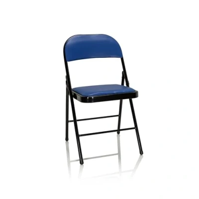 Abbildung von hjh OFFICE 803002 Klappstuhl gepolstert TUDELA Kunstleder Blau Besucherstuhl Faltstuhl klappbar, bis 130kg belastbar