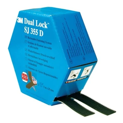 Abbildung von 3M Dual Lock SJ457D, wiederlösbares Befestigungssystem für flache Befestigung, daher nur halb so dick wie Standard Druckverschlüsse 25mm x 10m, Transluzent, Dicke: 2.5mm (1 er Pack)