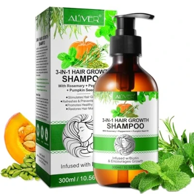 Abbildung von P Beauty Shampoo mit Biotin, Rosmarin, Minze &amp; Kürbiskernöl, Vegan, Silikonfrei gegen Haarausfall, fördert Haarwachstum, stärkt feines geschädigtes Haar, für trockene fettige Haare, alle Haartypen