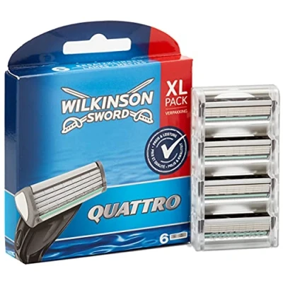 Abbildung von Wilkinson Sword Quattro Rasierklingen für Herren Rasierer, 6 Stück