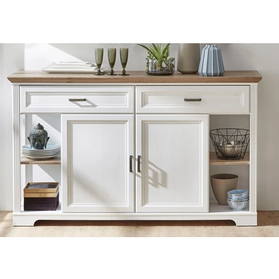 Abbildung von JASMIN Sideboard in Pinie hell, Artisan Eiche Optik Kommode mit Schubladen und viel Stauraum im Landhausstil 171 x 102 48 cm (B/H/T)