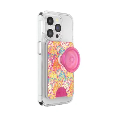 Abbildung von PopSockets Phone Wallet with Expanding Grip and Adapter Ring for MagSafe, Card Holder, Wireless Charging Compatible, Compatible MagSafe Paisley Gaudy