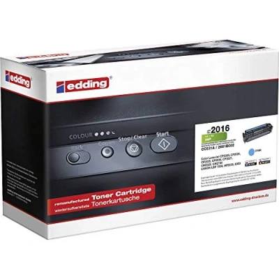 Abbildung von edding Toner EDD 2016 Cyan Reichweite 2800 Seiten Ersetzt HP 304A (CC531A)