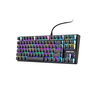 Abbildung von PREYON Blue Blitz Claw Gaming Tastatur Beleuchtete kabelgebundene mechanische Gateron Tastaturschalter Volles Anti Ghosting Semi transparente Tasten