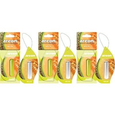 Abbildung von AREON Liquid Auto Duft Melone Autoduft Duftflakon Parfüm Flakon Lufterfrischer Set Aufhängen Hängend Anhänger Spiegel Grün 5ml 3D (Melon Pack x 3)