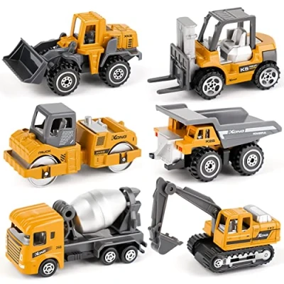 Abbildung von Dreamon Baustellen Fahrzeuge Metall Kunststoff Bagger,Baufahrzeuge Spielzeug Auto (Yellow)