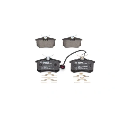 Abbildung von BOSCH 0 986 494 599 Bremsbelagsatz Low Metallic mit integriertem Verschleißsensor Montageanleitung, Anti Quietsch Blech, Schrauben