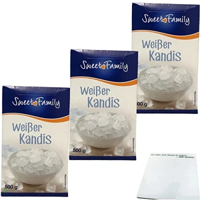 Abbildung von Nordzucker Sweet Family Kandis Weiss Kandiszucker 3er Pack (3x500g Packung) + usy Block