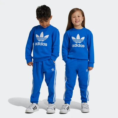 Abbildung von adidas Originals Trefoil CREW KIDS Unisex SET Trainingsanzug für Kinder, Größe: 110, Blue