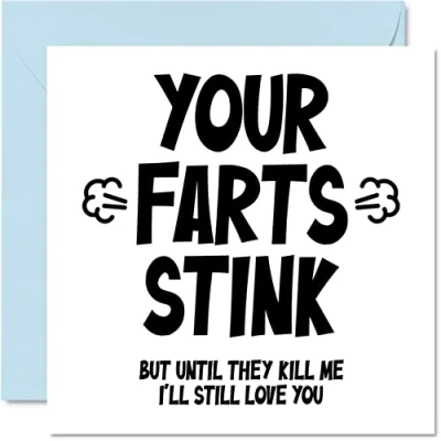Abbildung von Lustige Valentinstagskarte Ihn Your Farts Stink Freund Verlobte 145 mm x Grußkarten Geburtstag Jahrestag Valentinstag Karte Ehemann von Ehefrau Freundin