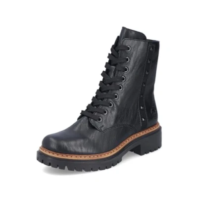 Abbildung von Rieker Damen Combat Boots 72647, Frauen Stiefeletten,Booties,halbstiefel,Kurzstiefel,uebergangsschuhe,uebergangsstiefel,schwarz (00),38 EU / 5 UK