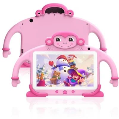 Abbildung von zcobro Kinder Tablet 7 Zoll Andorid für 2GB RAM+32GB ROM+128GB Erweiterbar, Kids mit Hülle HD 1024 * 600 IPS Bildschirm Tablets Quad Core Type C WiFi Bluetooth (Rosa)