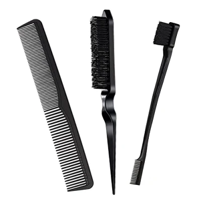 Abbildung von JeoPoom Haarkamm Set[3 Stück], und Bürsten Set, Doppelkanten Bürste Kamm Borsten Haarbürste Doppelzahnkamm, Friseur für Männer Frauen