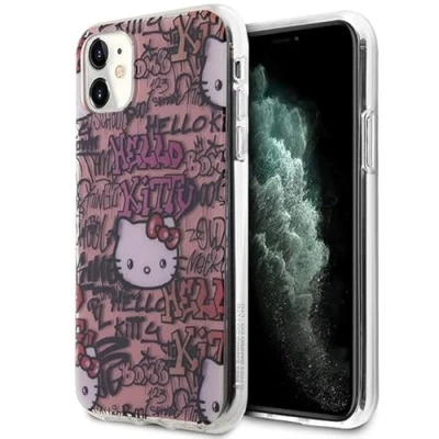 Abbildung von CG MOBILE Hello Kitty HKHCN61HDGPTP Hülle für iPhone 11 / Xr 6.1&quot; Rosa hardcase IML Tags Graffiti