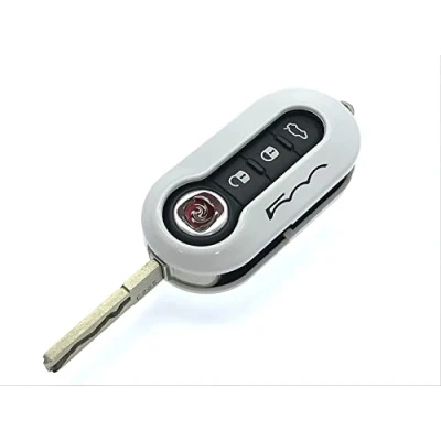 Abbildung von Protex Hochglänzende Qualitäts Schlüsselfernbedienungshülle für Fiat 500C 500 500L 500X Abarth Grande Punto Brava Panda Stilo Linea (weiß)