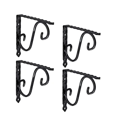 Abbildung von Gedotec Ornament Konsole Schwerlastkonsole Metall Schwerlastträger Victoria Tiefe: 150 mm Regalträger Tragkraft 15 kg Stahl Antik schwarz geschmiedet 4 Stück Regalwinkel im Landhaus Stil