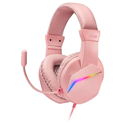 Abbildung von MARSGAMING Gaming MH122, FRGB Over Ear Kopfhörer mit Mikrofon, HiFi Sound, Geräuschunterdrückung, Ultraleichtgewicht, PS4 PS5 Xbox Switch Tablet Windows Mac, Rosa, MH122P, Large
