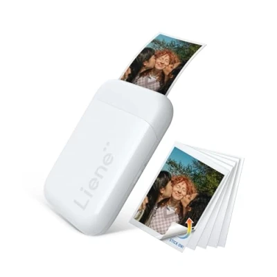 Abbildung von Liene 2x3&#039;&#039; Mini Fotodrucker Smartphone, Tragbarer Sofortbilddrucker mit 5 Zink Klebepapier, Bluetooth 5.0, Kompatibel IOS &amp; Android, Kleiner Handy für iPhone Weiß