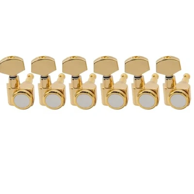 Abbildung von Musiclily Pro 6 in line 2 pin Locking Mechaniken Set für Fender Strat/Tele Style E Gitarre, Gold