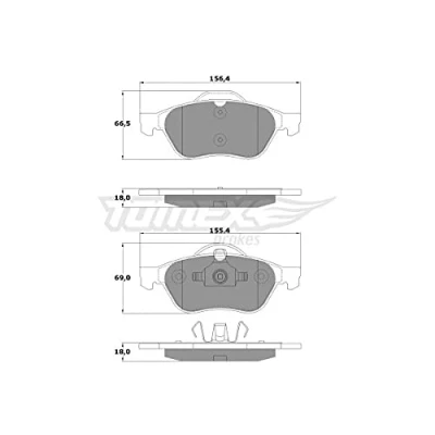 Abbildung von TOMEX brakes TX 13 51 Bremsbelagsatz Vorderachse RENAULT: TWINGO 2, LAGUNA 3 Grandtour, 2 Grandtour