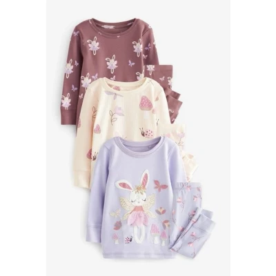 Abbildung von Next 3 PACK Set Standard Nachtwäsche für Kinder, Größe: 80, Purple white bunny
