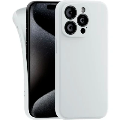 Abbildung von MyGadget Hülle Kompatibel mit iPhone 15 Pro robuste Silikon Schutzhülle TPU Case Slim Silikonhülle Back Cover Kratzfest Handyhülle Matt Weiß