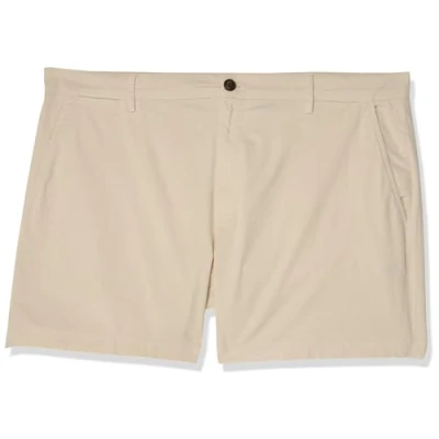 Abbildung von Amazon Essentials Herren Flatfront Chinoshorts, Komfortabler Stretch, 13 cm Schrittlänge, Schmale Passform (Früher Goodthreads), Gebrochenes Weiß, 30W