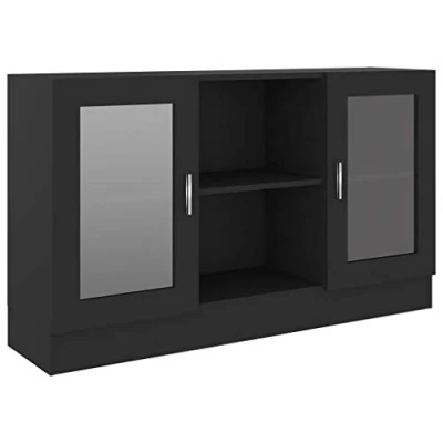 Abbildung von vidaXL Vitrinenschrank Sideboard Kommode Anrichte Vitrine Schrank Beistellschrank Mehrzweckschrank Standschrank Schwarz 120x30,5x70cm Holzwerkstoff