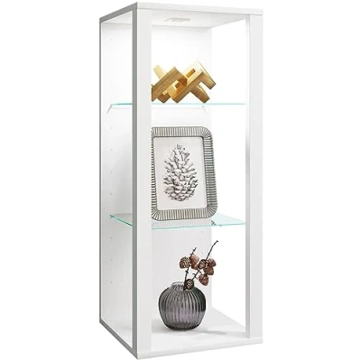 Abbildung von VCM Holz Glas Wandvitrine Hängevitrine Vitrine Sammelvitrine Glasvitrine Schaukasten Standvitrine Glasol MW Weiß