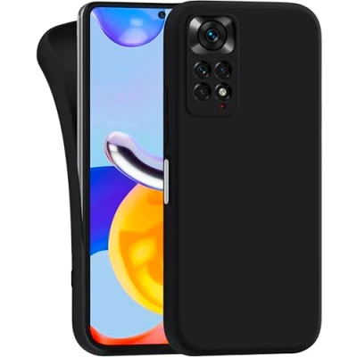 Abbildung von MyGadget Hülle für Xiaomi Redmi Note 11 11s robuste Silikon Schutzhülle TPU Case Slim Silikonhülle Back Cover Kratzfest Handyhülle Matt Schwarz