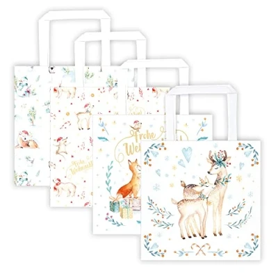 Abbildung von Trötsch Geschenktasche Papiertasche Winterwald Medium 4er Set: Tragetasche Papiertüte Geschenktüte Henkeltasche Weihnachtstasche (Winterwald Motive)