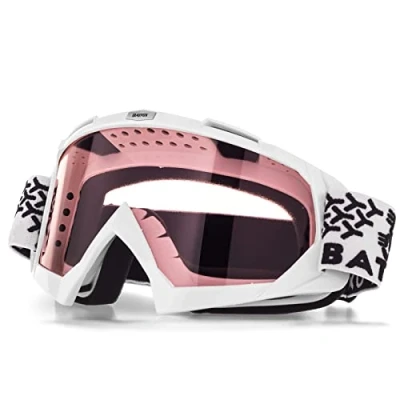 Abbildung von KINGBIKE Motocross Brille Mtb Dirt Bike ATV Crossbrille goggle Sicherheit Tactical Riding Motorradbrillen für Herren Damen Jugend Fit ÜBer (Weiss rosa, Erwachsene)