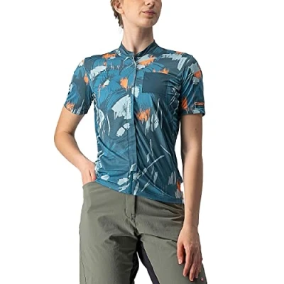 Abbildung von CASTELLI Women&#039;s Unltd Trail Jersey Sweatshirt, Dark Teal/Coral Flash, XS