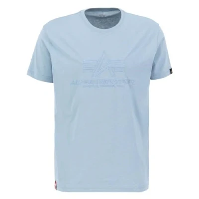 Abbildung von Alpha Industries Embroidery Tshirt print, Herren, Größe: Medium, Greyblue