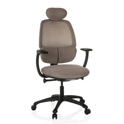 Abbildung von hjh OFFICE Ergonomischer Bürostuhl RI Cover Drehstuhl mit Verstellbarer Lordosenstütze, atmungsaktive Rückenlehen, Grau