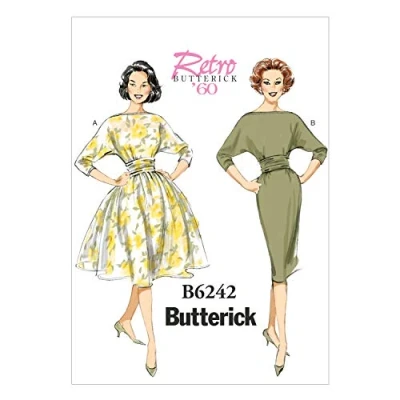 Abbildung von Butterick Patterns Muster 6242, Damenkleid, Größen 34 36 38 40 42, Wolle, Mehrfarbig, A5 (6 8 10 12 14)