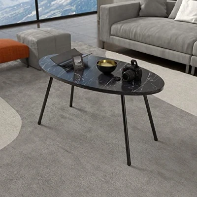 Abbildung von en.casa Couchtisch, »Skærbæk« Sofatisch oval 43 x 90 50 cm Marmor, schwarz