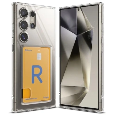 Abbildung von Ringke Fusion Card Case Kompatibel mit Samsung Galaxy S24 Ultra Hülle 6,8 Zoll, Kratzfest Harte PC Transparente HandyHülle Kartenhalter für Clear
