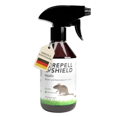 Abbildung von RepellShield® Pfefferminzöl Rattenabwehr &amp; Mäuseabwehr Spray 250ml Mäuse Abwehrmittel zum vertreiben hält Ratten, Nagetiere fern, Nicht färbend, Für drinnen draußen, Mäuseschreck