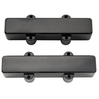 Abbildung von Musiclily Pro Kunststoff F91,6/R95mm Geschlossen Jazz Bass Tonabnehmer Abdeckung Pickup Kappen Set für Fender J Bass, Schwarz (2 Stück)
