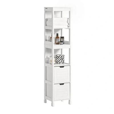 Abbildung von SoBuy FRG126 W Hochschrank für Bad Badmöbel Badezimmer Badregal mit Fußpolster weiß BHT ca.: 30x144x30cm