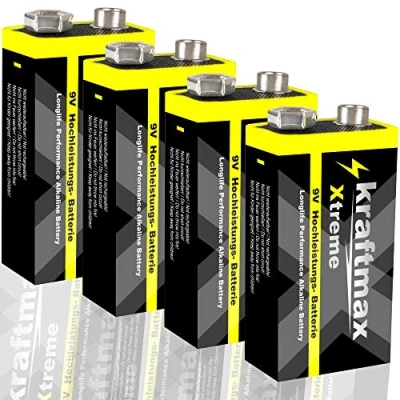 Abbildung von kraftmax 4er Pack Xtreme 9V Block Hochleistungs Batterien für z.B. Rauchmelder Batterie, (1 St)