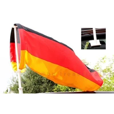 Abbildung von trendfinding 4 x Autokorso Autofahne Autoflagge Windhose Deutschland Fussball WM 2018 Fahne Flagge Windsack schwarz rot Gold