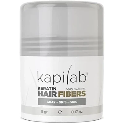 Abbildung von Kapilab Streuhaar Grau, Premium Haarpuder zur Haarverdichtung Haarfasern für Dünner Werdenes Haar Keratin Haarpulver Mehr Volumen Hair Fibers Männer und Frauen 5 gramm
