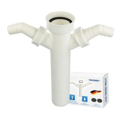 Abbildung von tecuro Siphon Tauchrohr Ø 40 x 250 mm mit Geräteanschluss für Spülensiphon, 2 Geräteanschlüsse