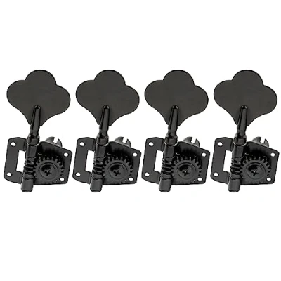 Abbildung von Musiclily Pro 4 in Line Open Gear Mechaniken Set für Saiter E Bass Precision Jazz Bass, Schwarz