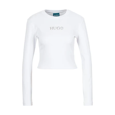 Abbildung von HUGO Della Langarmshirt, Damen, Größe: Small, White